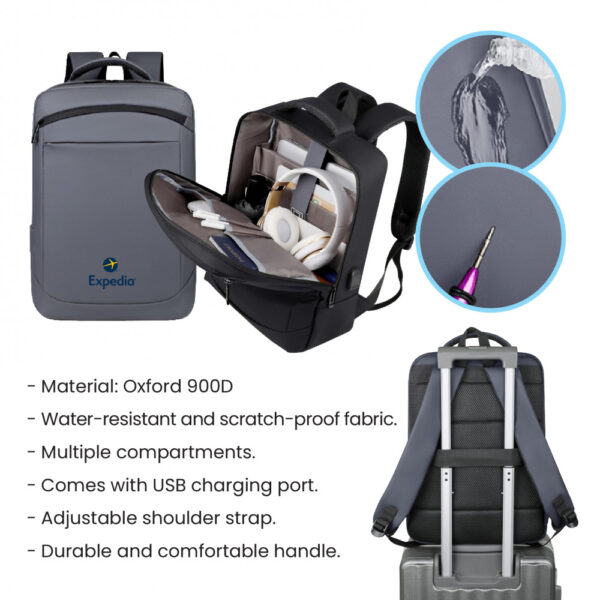 GTBG97 15.6 INCHES DOLLY LAPTOP BACKPACK WITH EXTERNAL USB PORT - INDEX 072