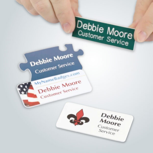 GTNAMETAG02 WHITE ACRYLIC NAME TAG WITH MAGNETIC BACK - F072