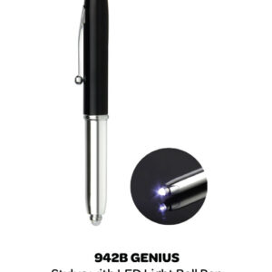 942B-GENIUS-STYLUS WITH LED LIGHT BALL PEN-F022